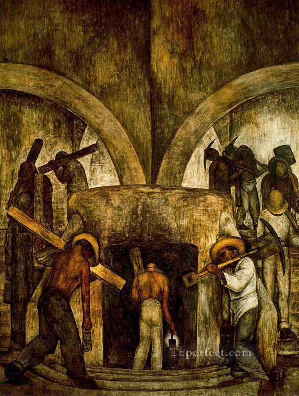 entry into the mine 1923 Diego Rivera Oil Paintings